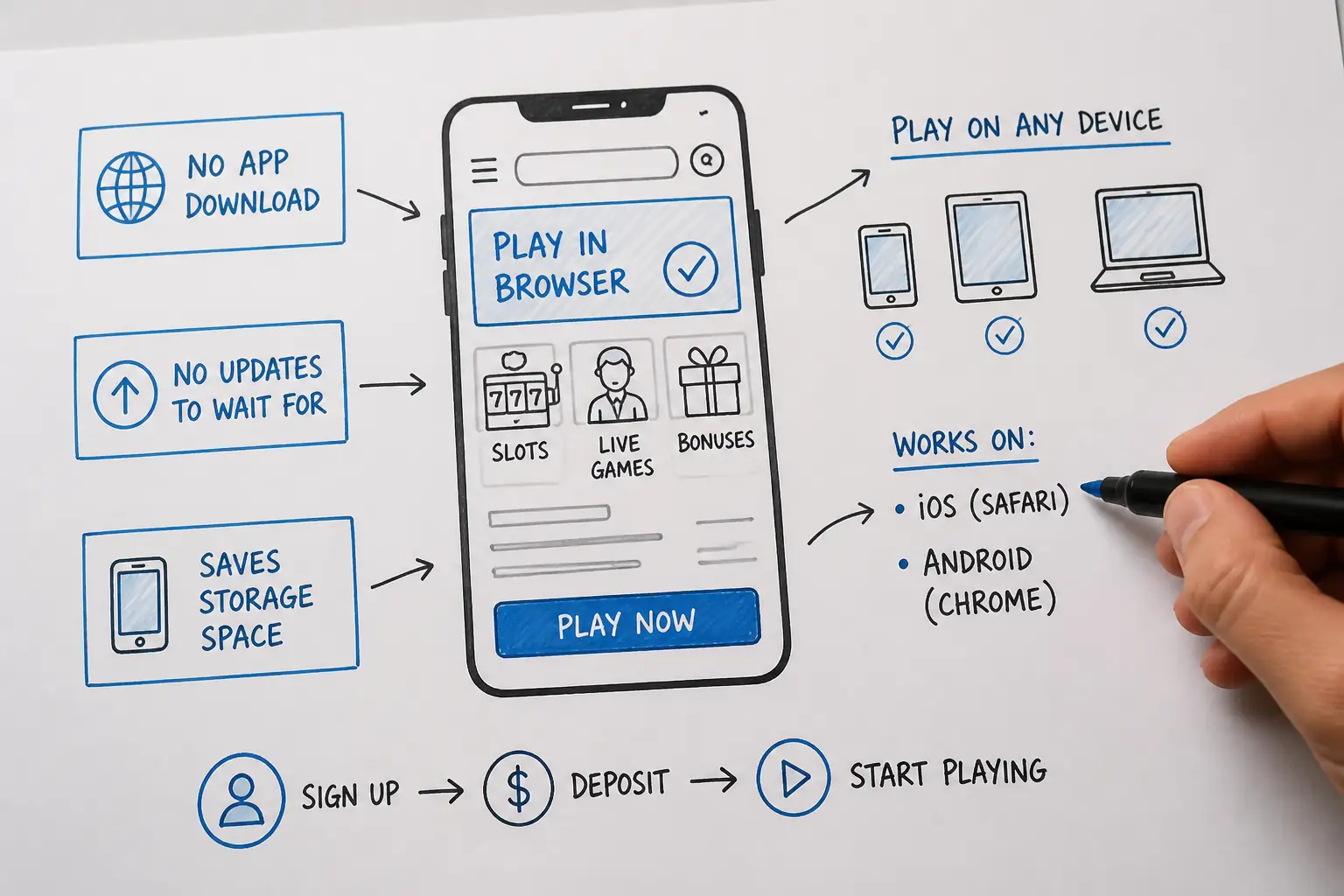 SlotsVader Casino App: Play on Mobile Browser visual guide for SlotsVader Casino