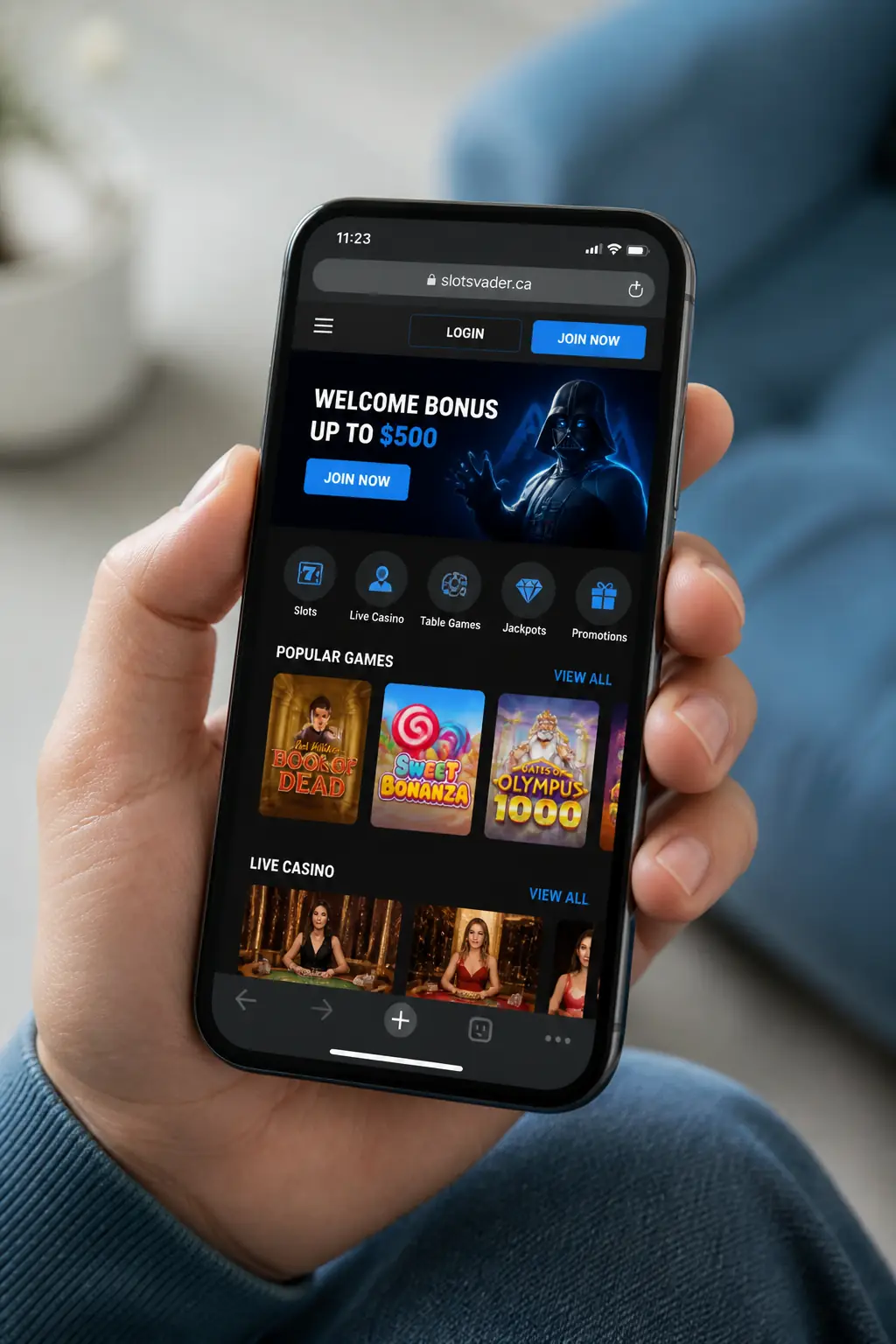 SlotsVader Casino App: Play on Mobile Browser visual guide for SlotsVader Casino